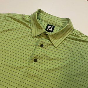 FootJoy FJ Golf Stretch Active Green Striped Men's XL Short Sleeve Polo Shirt